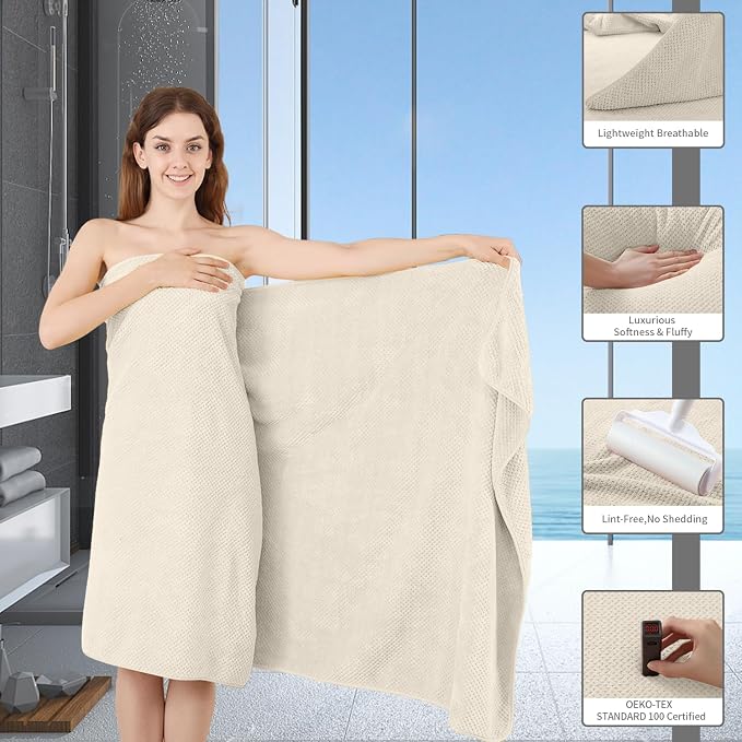 Extra Large Bath Towel Set of 4, Oversized Bath Sheet Super Soft Highly - Image 4