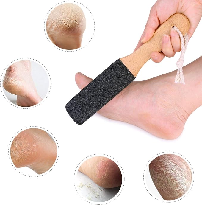 2 Pieces Foot File Callus Remover Heel Grater Wooden Handle Foot Scrubber - Image 3