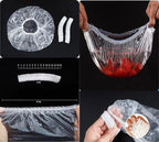 100 PCS Disposable Shower Caps Plastic Clear Hair Cap Elastic Waterproof Hair - Image 5
