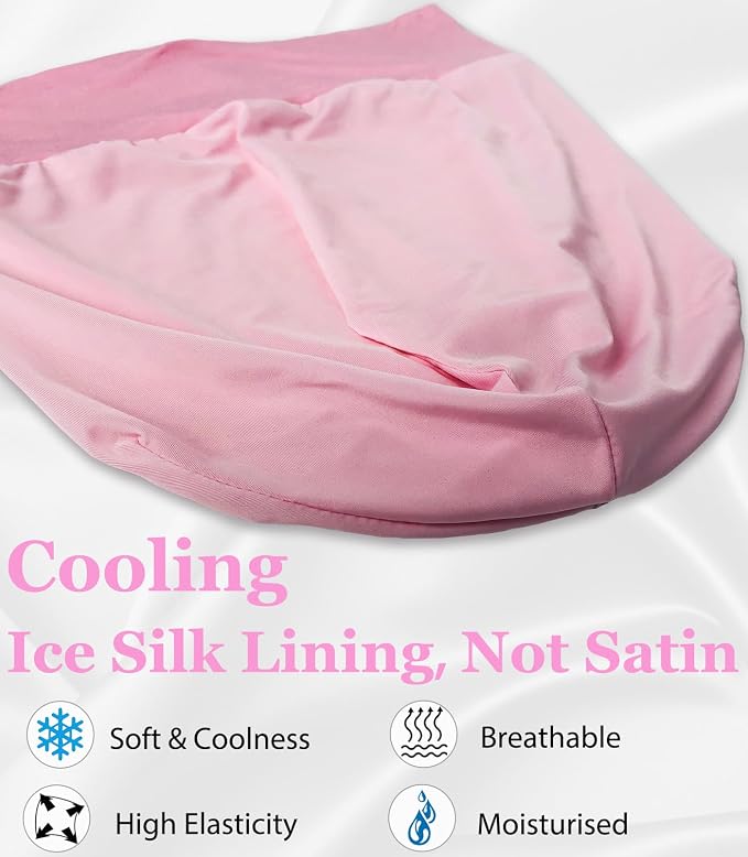 Sleep Cap Bonnet for Sleeping Black Women, Adjustable Cooling Ice Silk Lined - Image 2