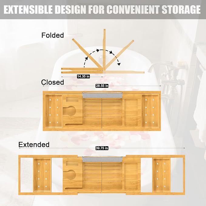 Bathtub Tray Caddy, Expandable Bath Trays - Image 4