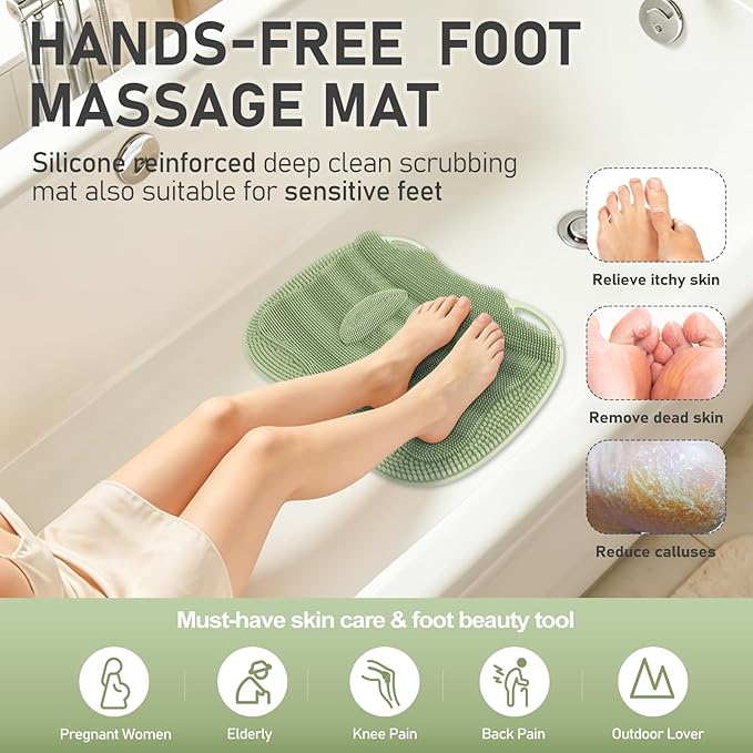 XL Shower Foot Scrubber Mat, Silicone Feet Massage Cleaner Dead Skin Toes Clean - Image 5