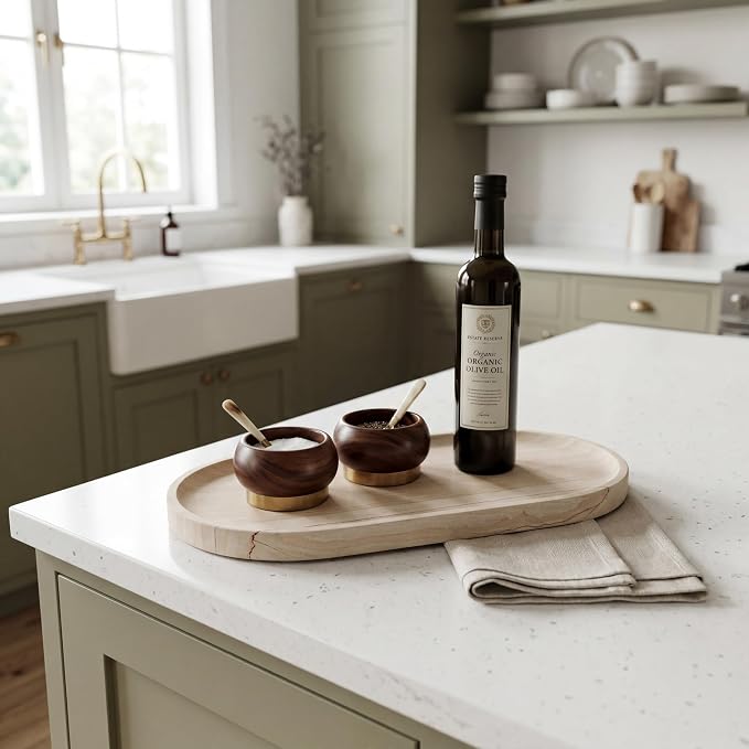 YKAJO Oval Real Marble Tray for Bathroom Kitchen Counter Stone Decorative - Image 7