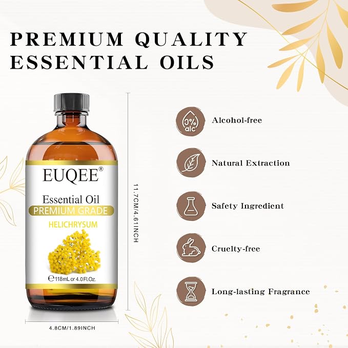 EUQEE Helichrysum Essential Oil 4 oz/118 ml Large Bottle Premium Helichrysum Oil - Image 5