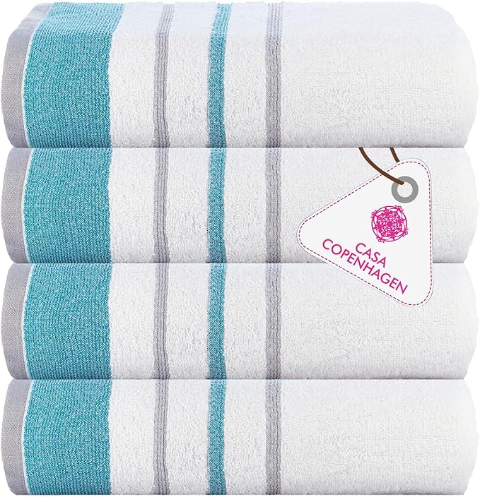 CASA COPENHAGEN White Bay 4Pcs 100% Egyptian Cotton Designer Hand Towels Gift by CASACOPENHAGEN