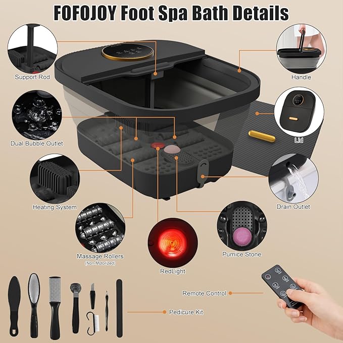 Foot Spa Bath Massager with Heat, Temperature Control, Remote Control, - Image 2
