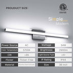 36Inch LED Bathroom Vanity Light Bar 5700K Dimmable Led Bathroom Light Over - Image 2