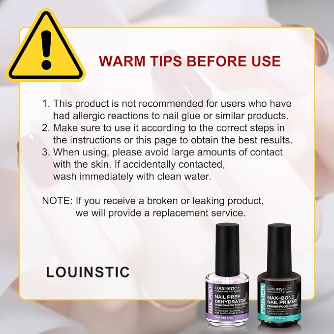 LOUINSTIC Nail Prep Dehydrator and Acid-Free Primer, Quick-Dry & Safe - Image 9