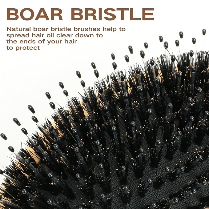 Bamboo Boar Bristle Hair Brush for Women, Men & Kids – Detangling Brush for All - Image 3