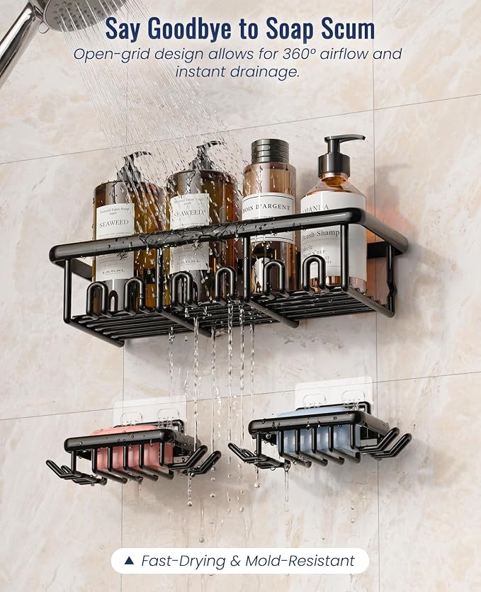 8 Pack Adhesive Rustproof Shower Shelves - Image 5