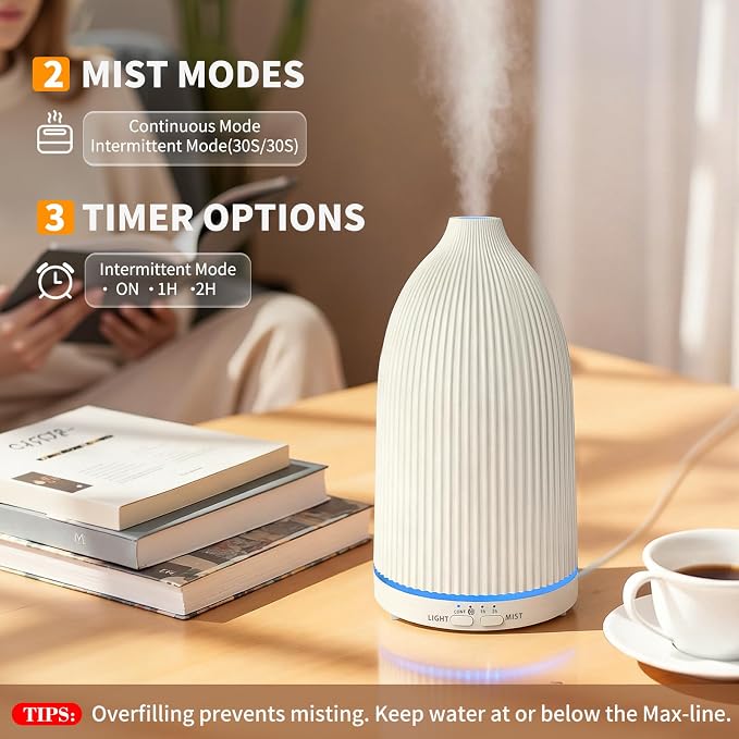 URPOWER 100ML Essential Oil Diffuser Ultrasonic Cool Mist Humidifier - Image 2