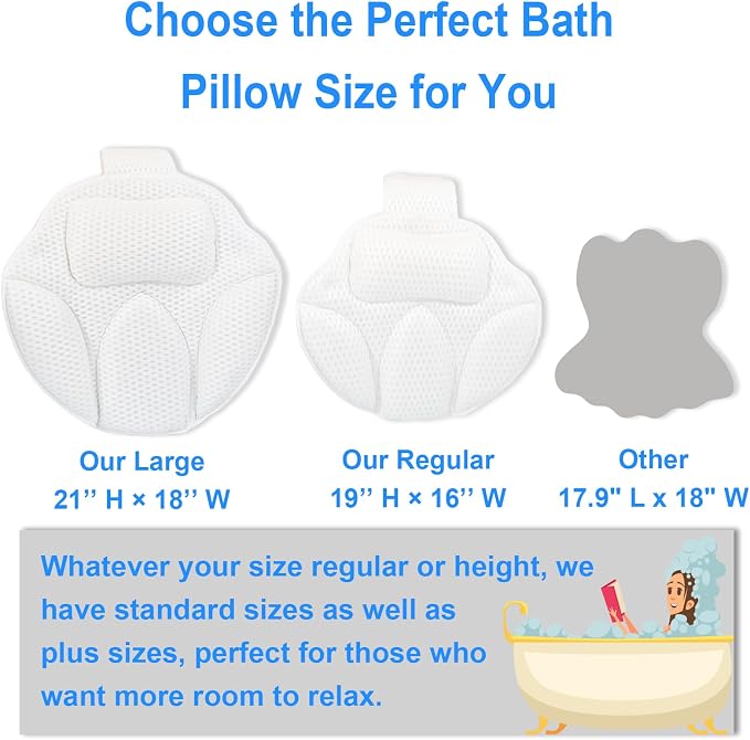 Luxury Oversized Bath Tub Pillow Fits All Bathtubs, Secure Support - Image 2