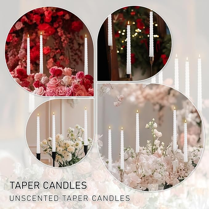 WPONSZU 10 Inch White Spiral Taper Candle Set of 12 Pack Unscented Dripless - Image 6