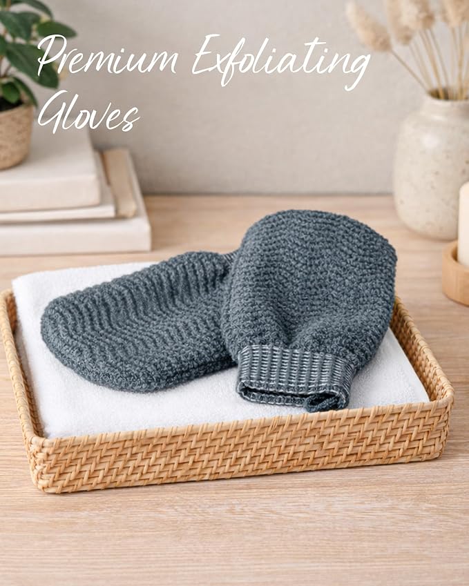 Exfoliating Gloves 2 Pack, Wave Texture Exfoliating Mitt - Image 5
