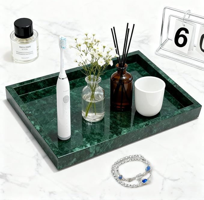 Pure Natural Marble Tray for Bathroom, Sink. Cosmetics, toiletries, etc. can be - Image 4