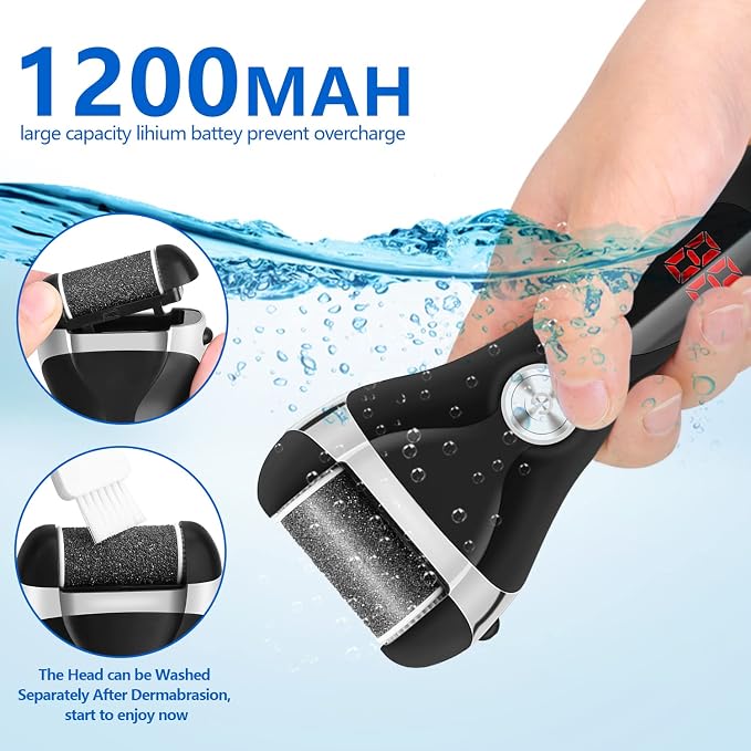 Electric Foot Callus Remover Kit, Elmchee Rechargeable Pedicure Tools Foot Care - Image 3