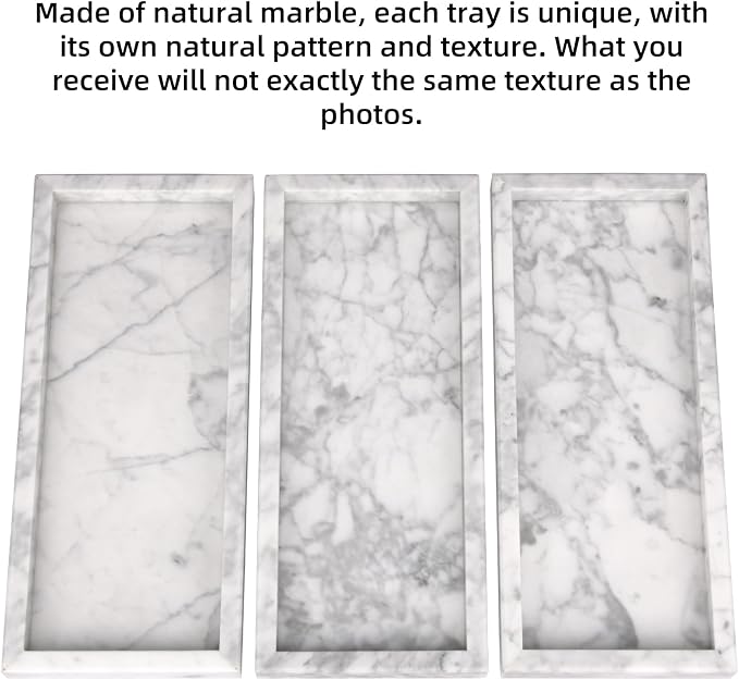 Marble Bathroom Vanity Tray, Natural Luxury Vanity Home Kitchen Bathroom Table - Image 4