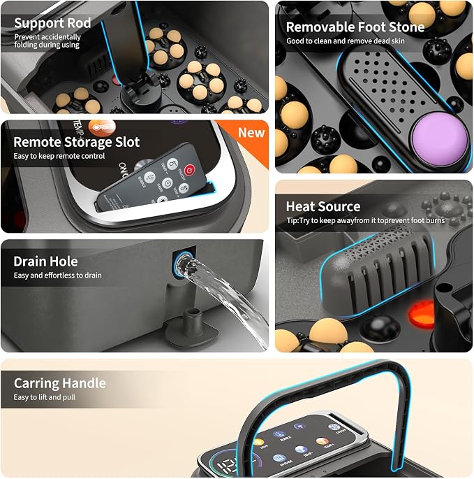 Collapsible Foot Spa Bath with Heat and Massage, Motorized Shiatsu Foot - Image 7