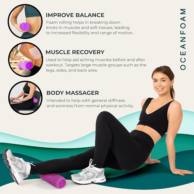 Oceanfoam Ripple Travel Foam Roller Firm Mini Foam Roller - Image 6