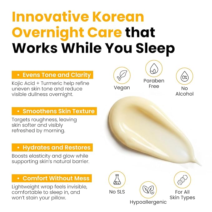 QUIA Turmeric + Kojic Acid Overnight Wrapping Mask – Hydration Mask - Image 4
