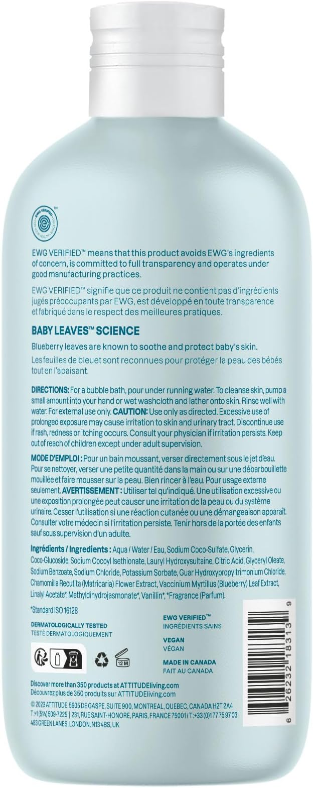 ATTITUDE Bubble Body Wash for Baby, EWG Verified, Dermatologically Tested - Image 7