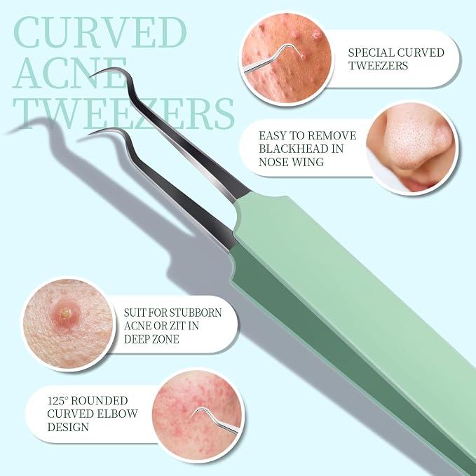 Teenitor 7 Pcs Surgical Grade Blackhead Remover Tools and Pimple Popper Tool Kit - Image 3