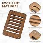 2PCS Self Draining Soap Holders, Rustic Slotted Bamboo Dish Tray, Easy Cleaning - Image 3