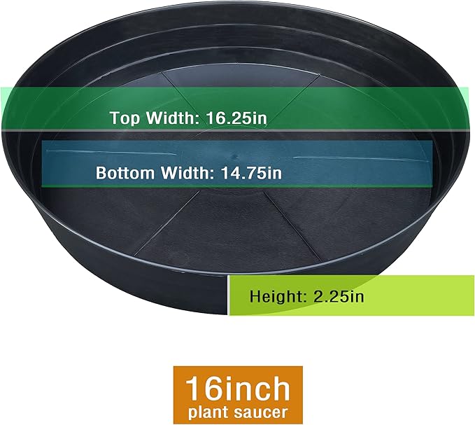16 Inch Large Plant Saucers, Extra-Deep 2.3 in Black Drip Trays - Image 2
