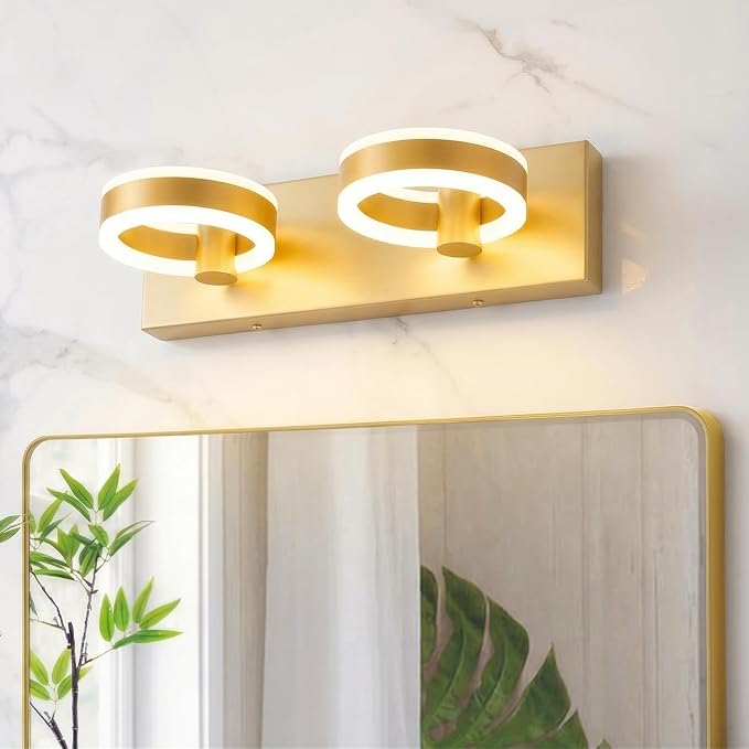 LED Bathroom Light Fixtures, 15inch Gold Vanity Lights, Modern 2 Light Acrylic by PHIXART