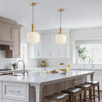 KCO Lighting Milk Glass Pendant Light White Ribbed Glass Pendant Lighting - Image 5