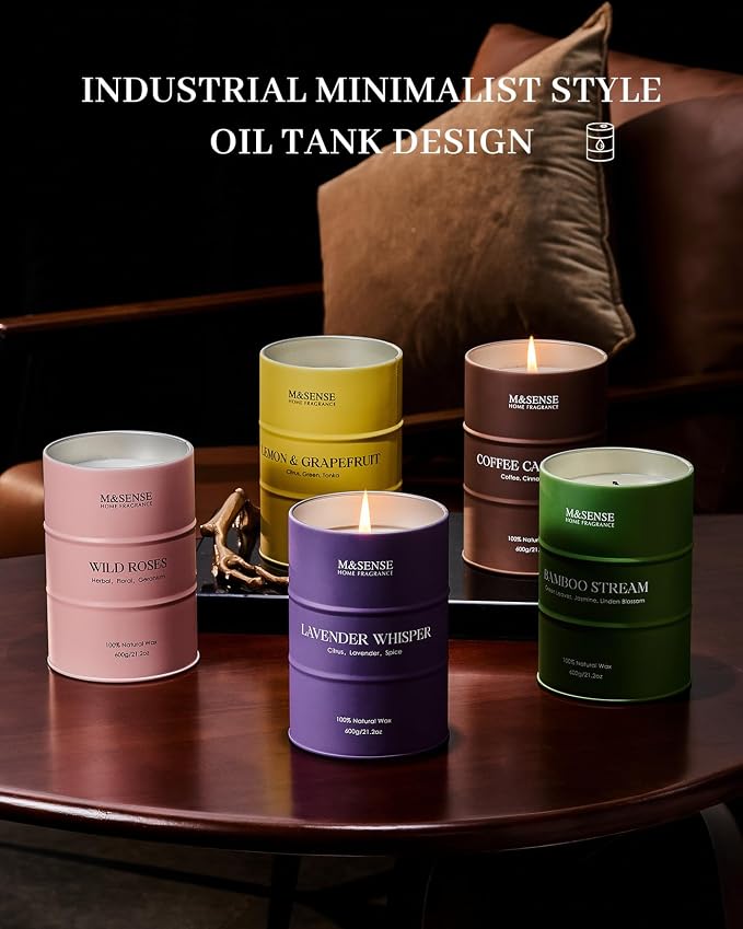 M&SENSE Wild Rose Large Natural Scented Candle, 120 Hours Long Lasting Soy - Image 7
