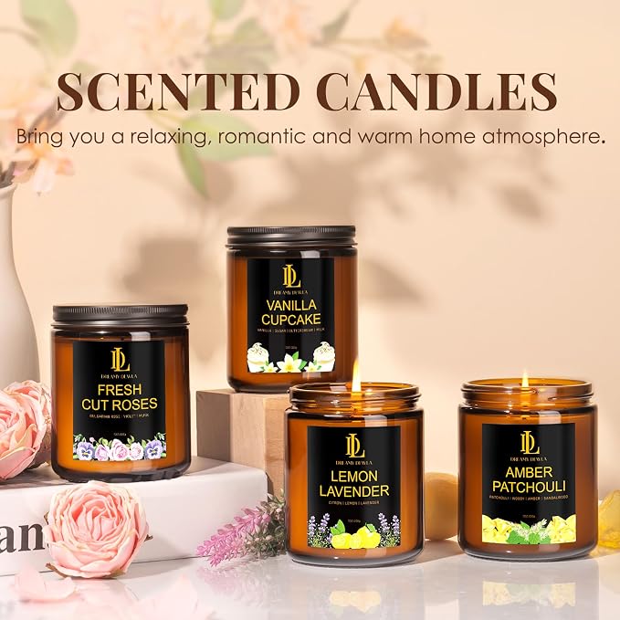 4 Pack Candles for Home Scented, 28 oz Soy Aromatherapy Candle Set, Candle - Image 4