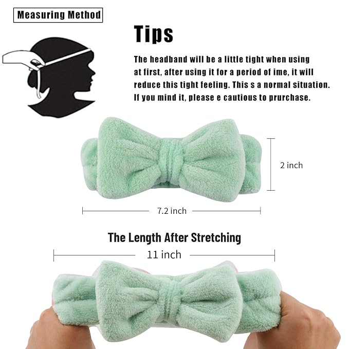 Casoty 6 Pieces Bow Hair Band Spa Headband - Image 2