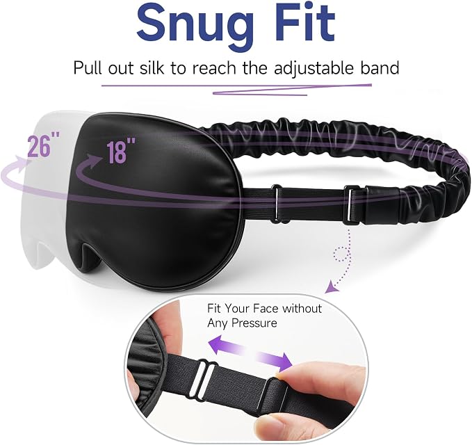 Umisleep Sleep Mask for 100% Pure Mulberry Silk, 22 Momme 6A Soft Eye Masks for - Image 5