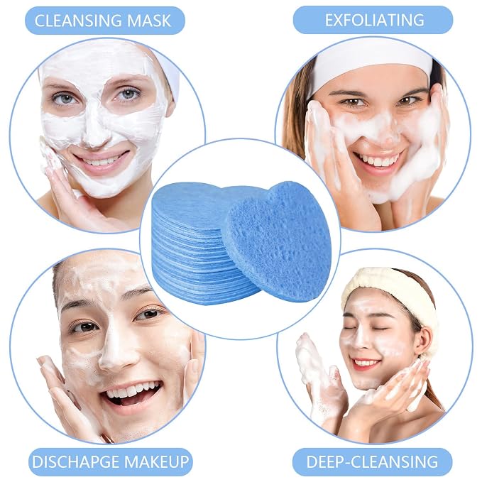 50-Count Facial Sponges Compressed, 100% Natural Cellulose Face Sponge - Image 6