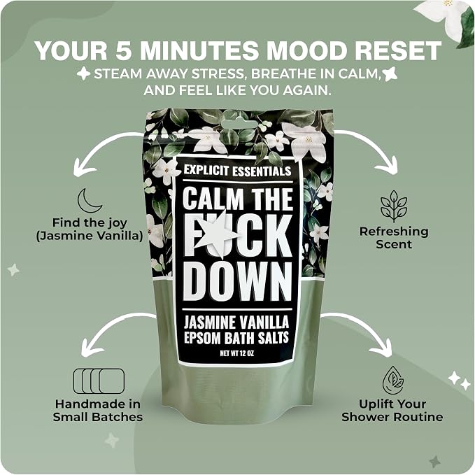 Explicit Essentials Jasmine Vanilla Epsom Bath Salts, Relaxation Blend - Image 2