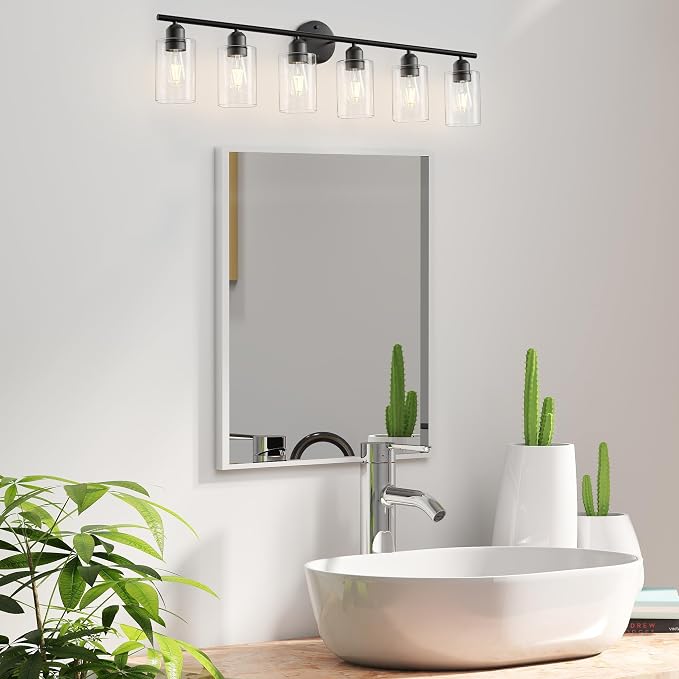 Espird 6 Lights Bathroom Vanity Light Fixtures Matte Black, Rustic Farmhouse - Image 6