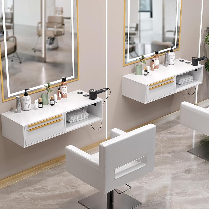 OmySalon Wall Mount Salon Station, Hair Stylist Cabinet - Image 7