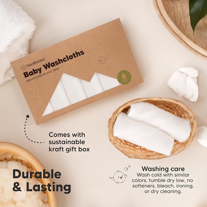 6-Pack Baby Washcloths – Soft Absorbent Viscose from Bamboo Washcloths - Image 7