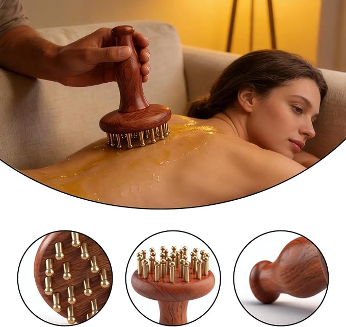 29-Teeth Copper Gua Sha Massage Comb, Meridian Massage Brush - Image 3