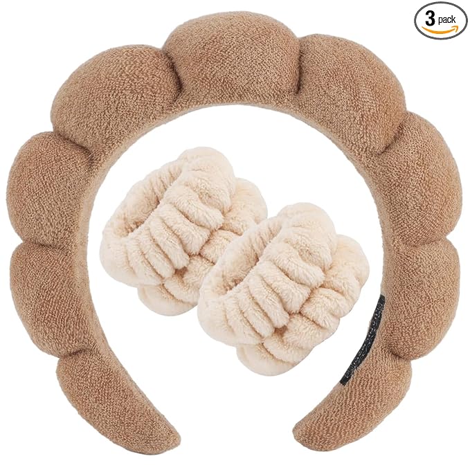 Zkptops Spa Headband for Washing Face Wristband Set Sponge Makeup Skincare by ZKPTOPS