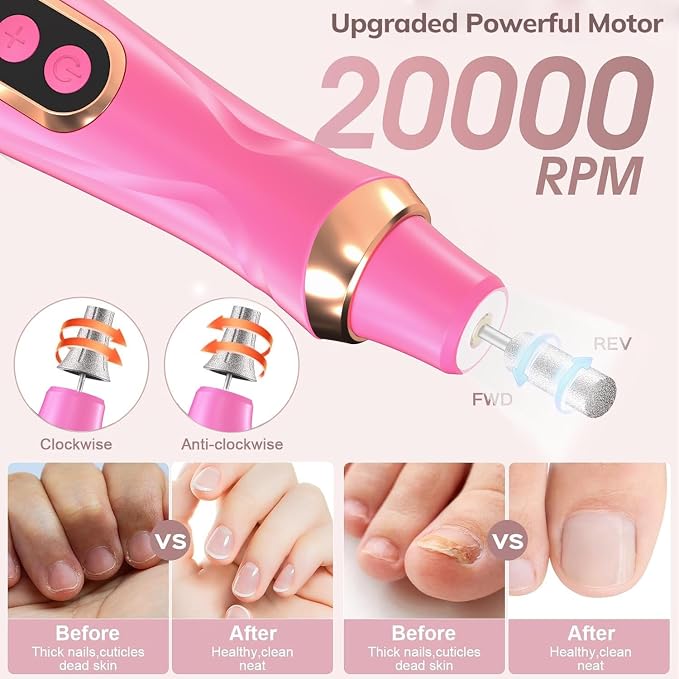 Professional Manicure Pedicure Kit Cordless Electric Nail File Set 6 Speed - Image 2