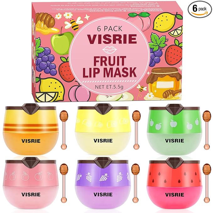 VISRIE 6 PCS Bee Lip Balm Lip Mask Honey Pot, Valentines Day Gifts, by VISRIE