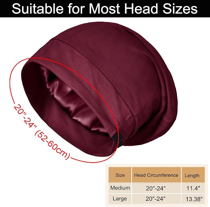 Satin Bonnet for Sleeping Night Cap, Adjustable Satin Lined Silk Bonnets Sleep - Image 6