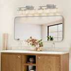 comzler 3-Light Bathroom Light Fixtures Over Mirror, Brushed Nickel Crystal - Image 3
