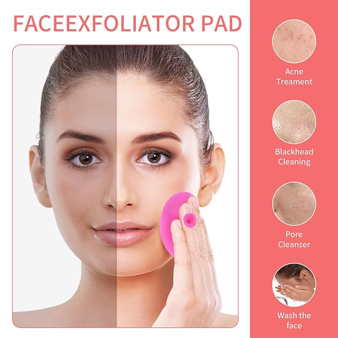 3 Pcs Lip Scrub Brush with Silicone Facial Cleansing Brush, Removing Blackhead - Image 5