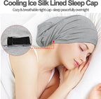 Sleep Cap Bonnet for Sleeping, Adjustable Cooling Ice Silk Lined Hair Bonnets - Image 4