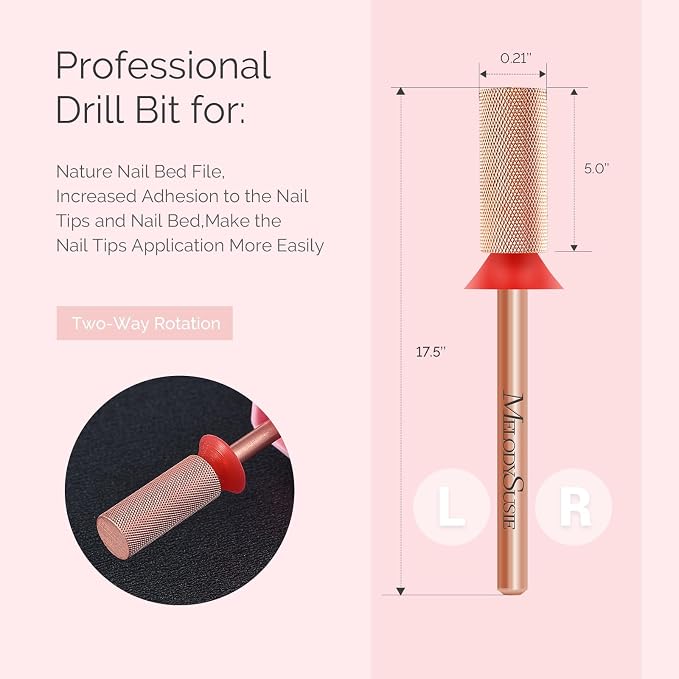 MelodySusie Large Barrel Nail Buffer Bit, Professional Safety Carbide Nail Bit - Image 3