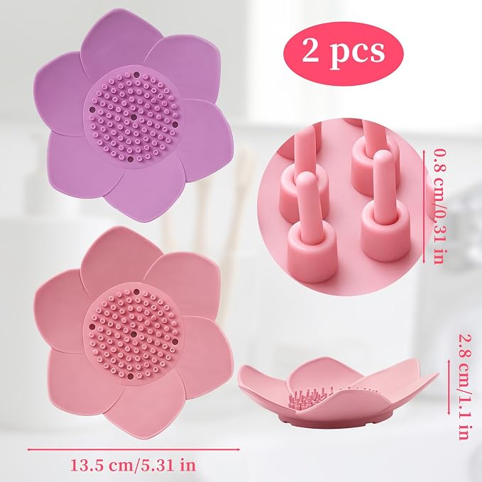 2 Pcs Lotus Shape Shower Steamer Tray, Silicone Soap Holder Non-Slip, Flower - Image 2