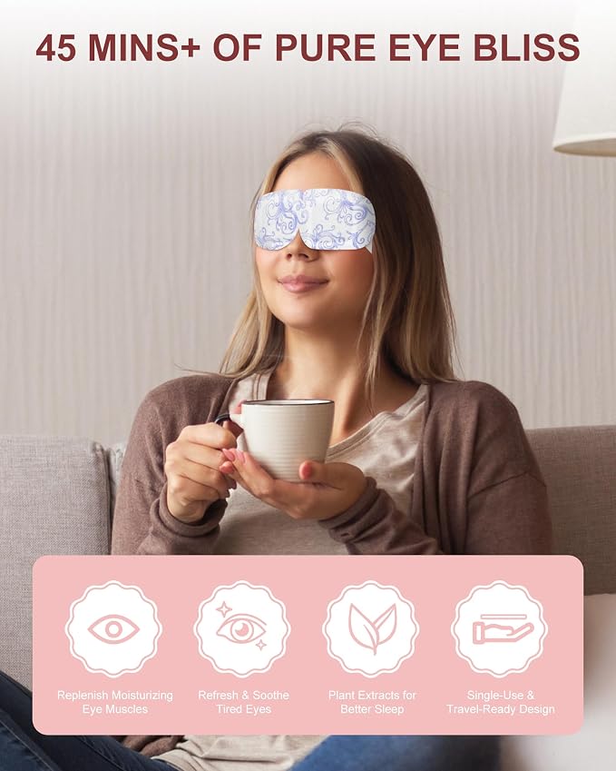Steam Eye Masks Disposable 24 Pack, 45+ Min Self Heating Eye Mask - Image 2